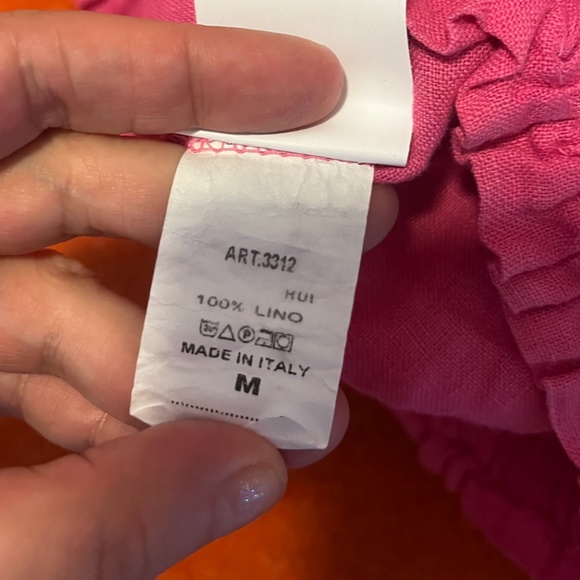 Retro pink high waist pure linen gathered shorts bermudas NWT - Picture 7 of 8